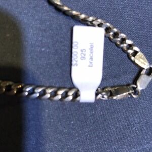 Sterling Silver ID Bracelet 925 CubanLink Chain Claw Clasp Stamped